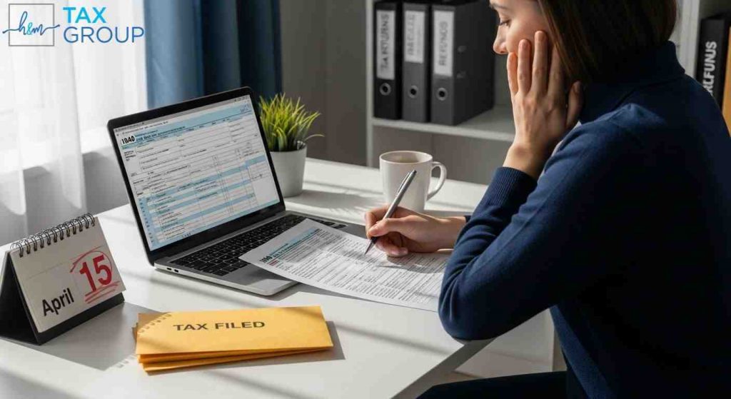 Taxpayer reviewing annual tax documents